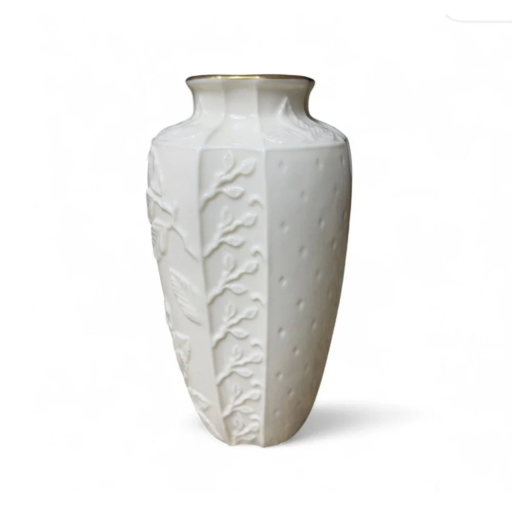 Fitz and Floyd Essentials Botanical Collection Cream Ivory‎ Vase Floral Decor